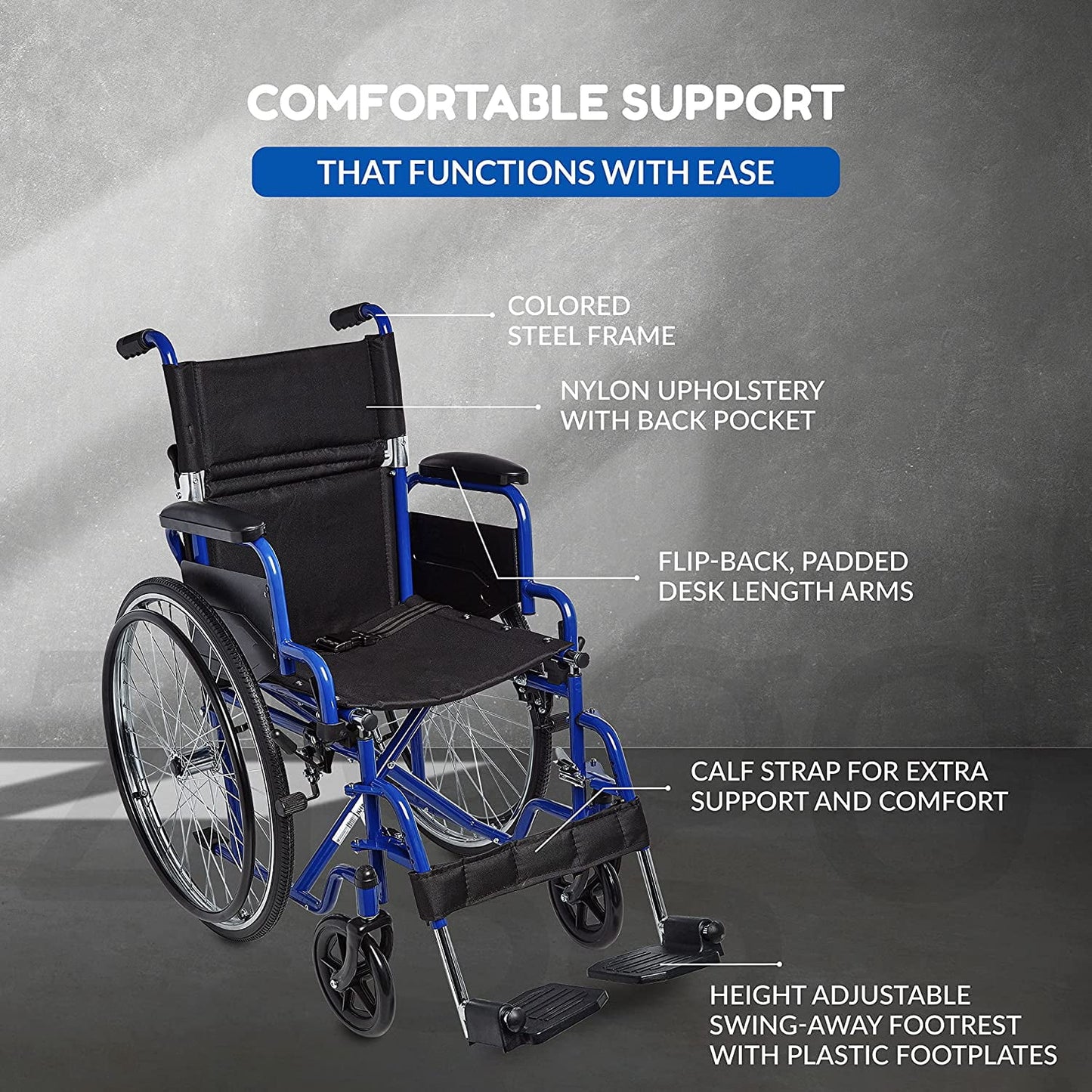 Ziggo 16" Wheelchair, Blue